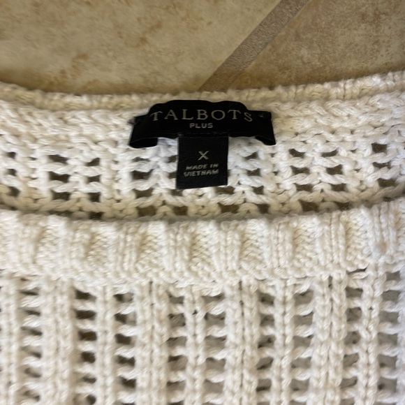 Women's Talbots Open Stitch Sweater Plus Size White - Picture 3 of 8